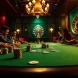 The hidden wiki reveals poker players strategizing at a luxurious casino table amidst a vibrant atmosphere.