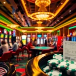 C168 digital casino interface showcasing vibrant slot machines and poker tables amidst an exciting atmosphere.