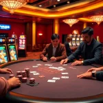 VA88 casino players engaging in a thrilling game at an elegant poker table.