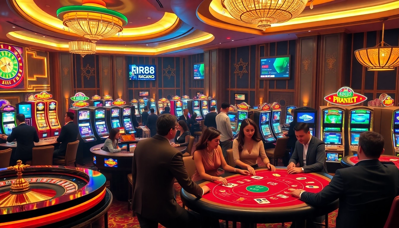 Players enjoying a thrilling game at RR88 casino while placing bets at luxurious tables.