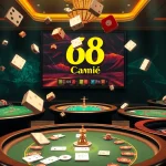 High-energy gambling scene featuring 68 Game Bài with players at tables and engaging gameplay.