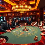 Experience excitement at the j88-themed casino table with vibrant poker and slot action.