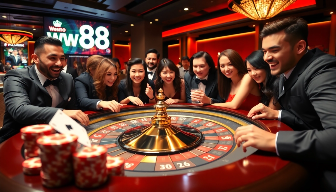 Exciting gambling action at a ww88 roulette table with vibrant chips and cards.