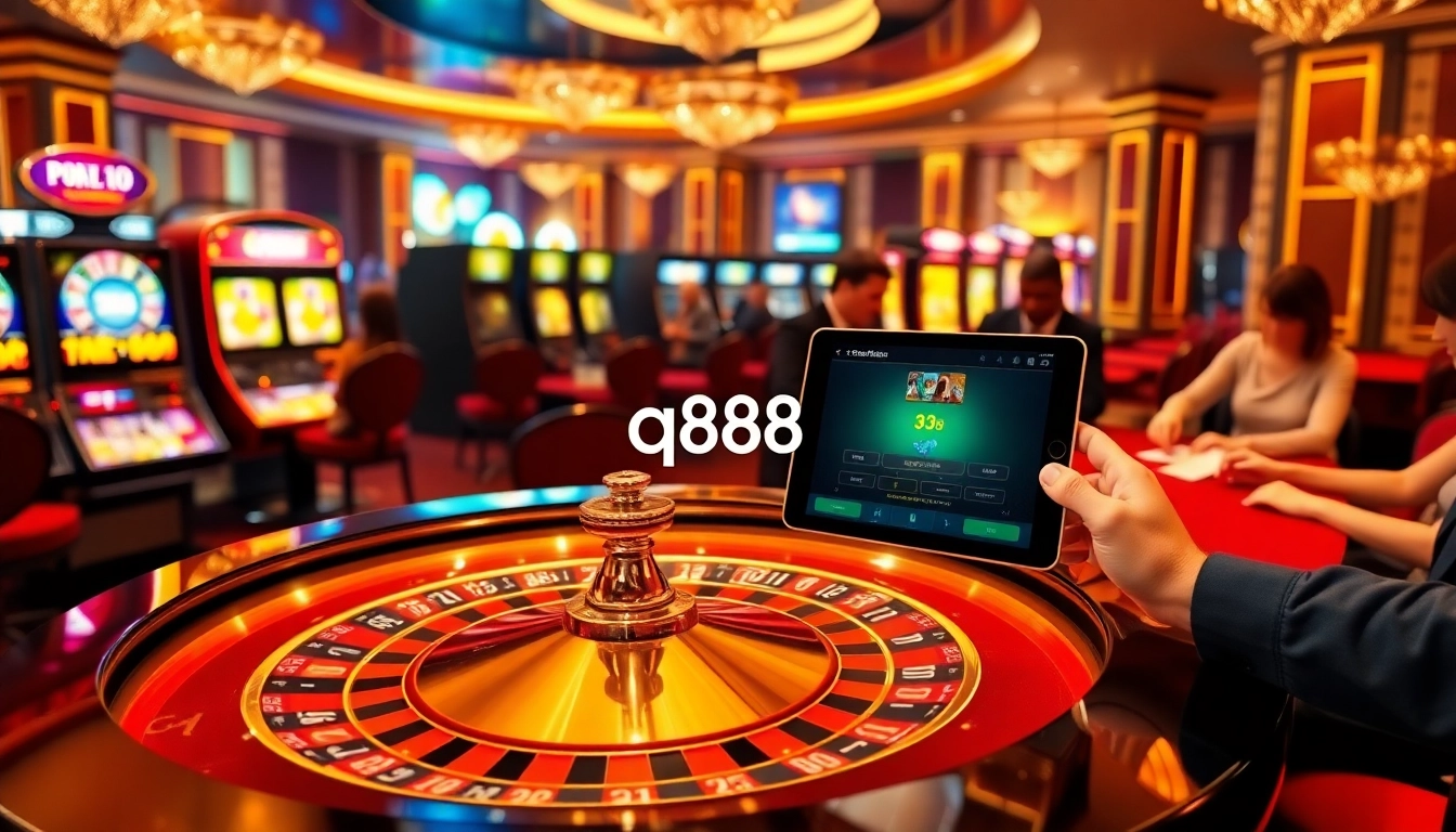 Experience thrilling gameplay at qh88 casino with card tables and vibrant slot machines.