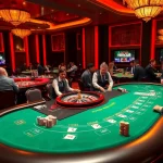 Players enjoying a thrilling game at HITCLUB casino with vibrant lighting and promotional displays.