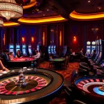 Players enjoying games of chance at SODO Casino, surrounded by vibrant slot machines and roulette tables.