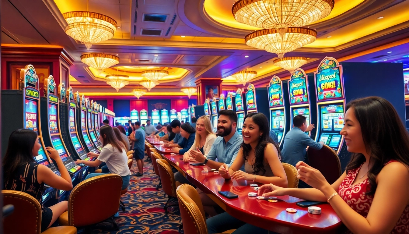 Players experiencing excitement with slot88 games at a luxurious casino.
