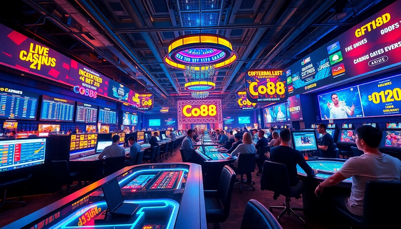 Experience the thrills of live gaming at https://co88.london/ with vibrant casino lights and engaging players.