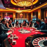 Exciting gambling scene with poker and slot games showcasing nk88's vibrant casino atmosphere.