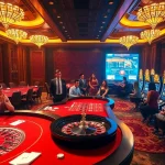 Exciting 123win casino scene with players enjoying a vibrant gambling experience.