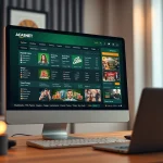 Online gambling platform showcasing nhacaiuytin features and betting options in a modern home office.