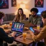 BJ888 gaming experience with friends enjoying online betting and colorful animations.