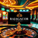 RAJAGACOR logo on an elegant online casino interface showcasing vibrant gaming elements.