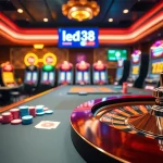 Experience the excitement of lego138 with vibrant casino tables, chips, and slot machines.
