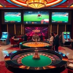 Experience the excitement of tk88 in a lavish casino setting with roulette and enthusiastic players.