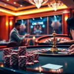 Enjoying an exciting game at ok365's luxury online casino with vibrant tables and engaging players.