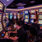 Players enjoying their experience at Fokus777 slot machines with colorful displays and exciting gameplay.