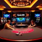 Experience high-stakes excitement at Open88 with vibrant casino visuals and thrilling poker gameplay.