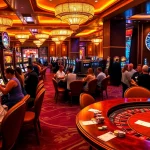 Excited gamblers playing slot gacor machines in a vibrant casino atmosphere filled with luxury.