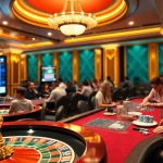 Experience the excitement of shbet with vibrant casino tables filled with players and games.