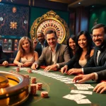 Experience high-stakes gambling with i9bet at an elegant poker table featuring excited players and vibrant chips.