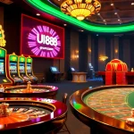Experience the excitement of gaming with UU88's vibrant casino atmosphere featuring engaging slot machines and roulette wheels.