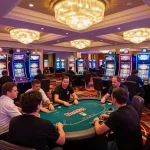 Experience the excitement of Bet88 casino with players engaged in dynamic gameplay amidst vibrant surroundings.