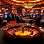Experience the thrill of the bdtk1 app in a luxurious casino setting with players engaged in various games.