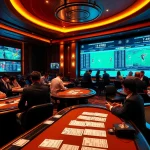 Situs Judi Bola interactive betting scene with diverse players enjoying high-stakes action.