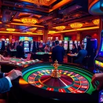 Capture the thrill of gambling at https://kong88.win with vibrant casino visuals, featuring roulette and lively players.