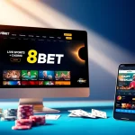 F8BET online betting platform with promotional displays and gaming elements