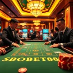 Bermain di meja kasino dengan SBOBET88, penuh energi dan suasana mewah.