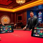 Engaging scene of players winning at nk88 casino table games amidst vibrant slot machines.