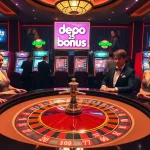 Experience the thrill with depo 25 bonus 27 at a luxurious roulette table in a professional casino setting.