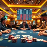 Engaging image of casino action showcasing the sbobet link login interface with vibrant poker chips and cards.
