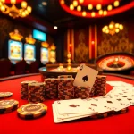 Engage in thrilling gameplay at https://gi8.gr.com/ featuring a vibrant online casino atmosphere with poker chips and cards.