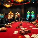 Experience the excitement of LUCK8 with vibrant casino visuals showcasing poker tables and slot machines.