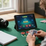 User placing a bet while playing blackjack online at U888, showcasing engaging home gaming experience.