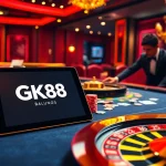 Engage in thrilling gameplay at https://gk88.bond/ with poker chips and a vibrant casino setting.