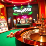 Mega888 original download experience with engaging casino players and slot machines in a luxurious setting.