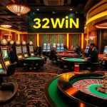 Experience the thrill of gambling at 32WIN, with lively slot machines and poker tables.