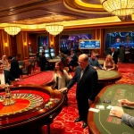 Engage players at lc88 casino with cards and chips in a luxurious gaming environment.