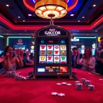 Experience the excitement of Slot Gacor with players celebrating wins at a vibrant casino.
