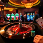Exciting casino scene showcasing 79king roulette table with glamorous gamblers.