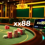 Experience high-stakes action at xx88 casino with vibrant poker chips and roulette excitement.