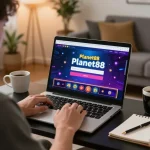 Experience the thrill of gaming with Planet88 login from the comfort of home, showcasing a focused player.