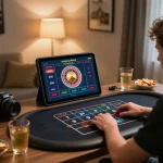 Player enjoying f168 online casino gaming on a tablet with live roulette display