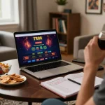 Engaging online gaming session at TR88 with strategic betting notes on the table.