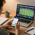Experience F168 sports betting through a smartphone, showcasing strategic notes and cozy atmosphere.