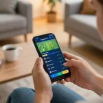 Terlibat dalam skor langsung SPBO sambil memasang taruhan olahraga di smartphone dalam suasana yang nyaman.